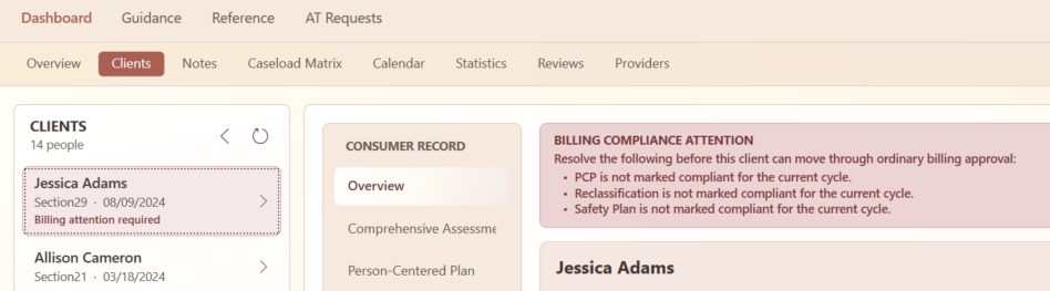 Sati compliance notice listing requirements that must be resolved before billing
